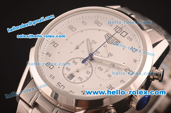 TAG Heuer Mikrograph Quartz Full Steel with White/Grey Dial - 7750 Coating - Click Image to Close